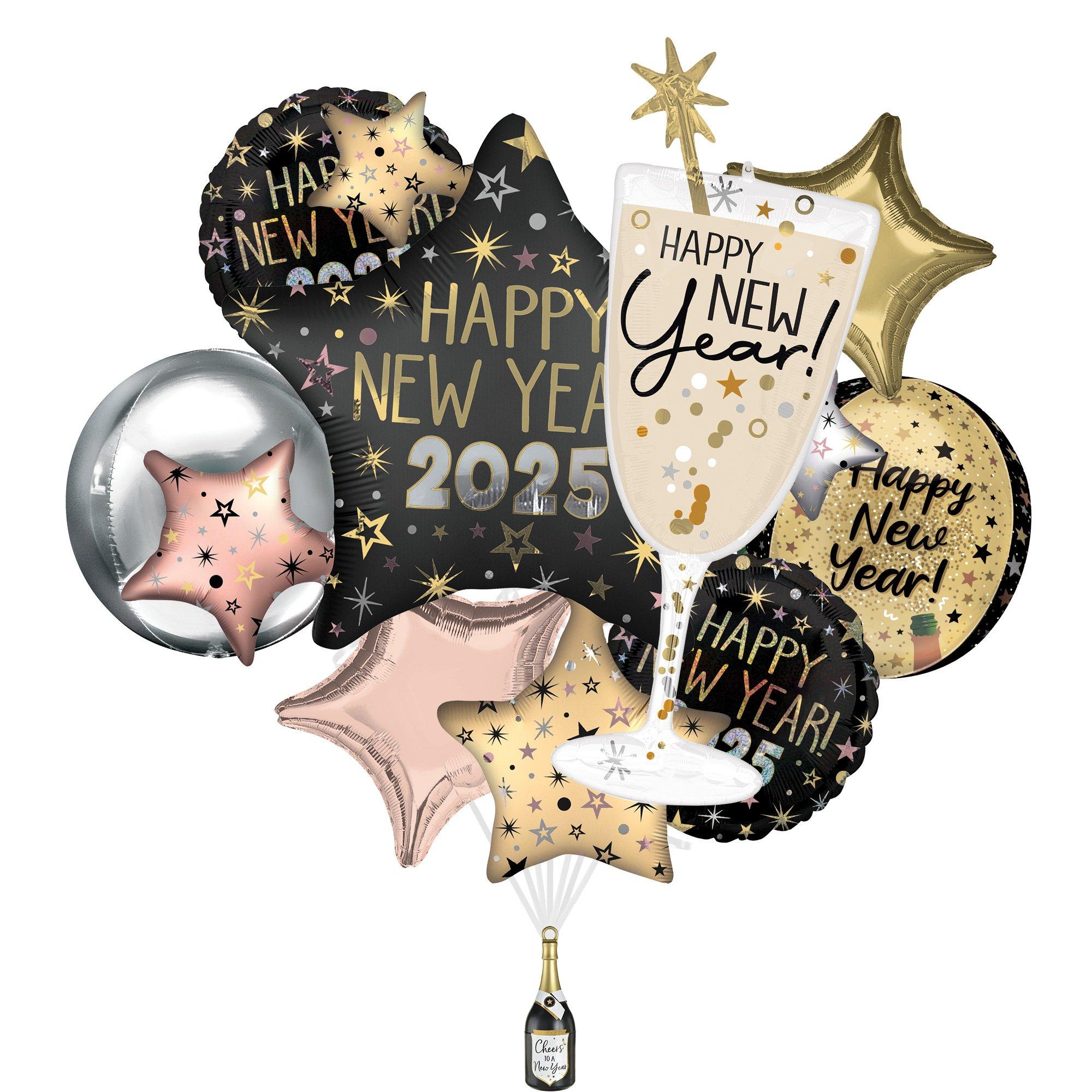 New Year Celebration 2025 Foil Balloon Bouquet